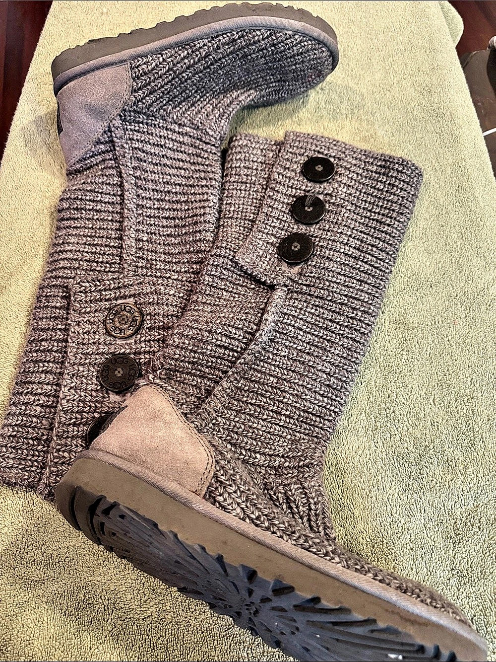 UGG Cardy Knit Boot Gray Brown Winter Boots